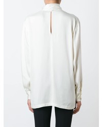 Белая шелковая блузка с длинным рукавом от Lanvin