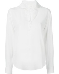 Белая шелковая блузка с длинным рукавом от Chloé