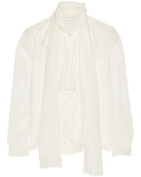 Белая шелковая блузка с длинным рукавом от Faith Connexion