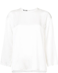 Белая шелковая блузка с длинным рукавом от Giambattista Valli
