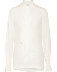 Белая шелковая блузка с длинным рукавом от Givenchy