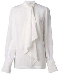 Белая шелковая блузка с длинным рукавом от Givenchy