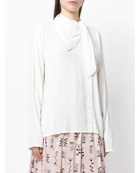 Белая шелковая блузка с длинным рукавом от Marni