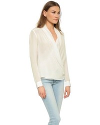 Белая шелковая блузка с длинным рукавом от Just Female