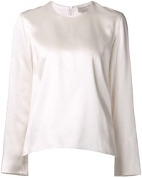 Белая шелковая блузка с длинным рукавом от Maison Rabih Kayrouz