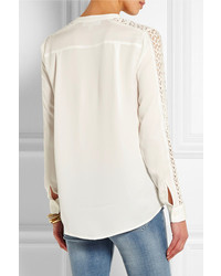 Белая шелковая блузка с длинным рукавом от MICHAEL Michael Kors