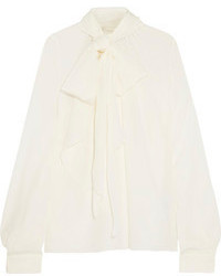 Белая шелковая блузка с длинным рукавом от Mulberry