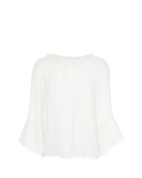 Белая шелковая блузка с длинным рукавом от Nk