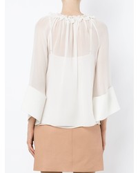 Белая шелковая блузка с длинным рукавом от Nk