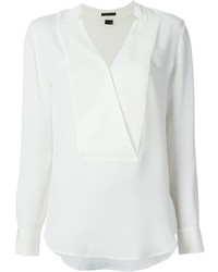 Белая шелковая блузка с длинным рукавом от Theory