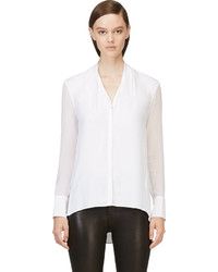 Белая шелковая блузка с длинным рукавом от Helmut Lang