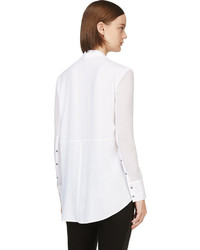 Белая шелковая блузка с длинным рукавом от Helmut Lang