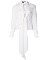 Белая шелковая блузка с длинным рукавом
