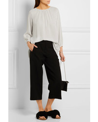 Белая шелковая блузка с принтом от Tibi