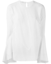 Белая шелковая блузка с рюшами