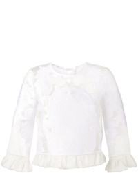 Белая шелковая блузка с рюшами от Alberta Ferretti