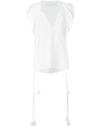 Белая шелковая блузка с рюшами от Chloé