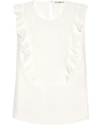 Белая шелковая блузка с рюшами от Fendi