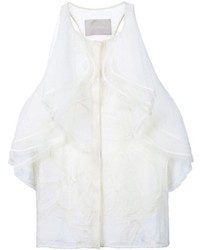 Белая шелковая блузка с рюшами от Jason Wu