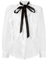 Белая шелковая блузка с рюшами от Marc Jacobs