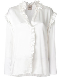 Белая шелковая блузка с рюшами от Nude