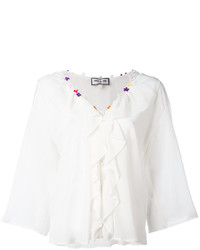 Белая шелковая блузка с рюшами от Paul & Joe