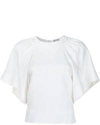 Белая шелковая блузка с рюшами от Rachel Comey