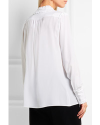 Белая шелковая блузка с рюшами от Roberto Cavalli