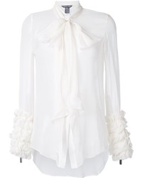 Белая шелковая блузка с рюшами от Thomas Wylde