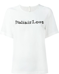 Белая шелковая блузка с украшением от Dolce & Gabbana