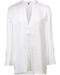 Белая шелковая блузка со складками от Halston