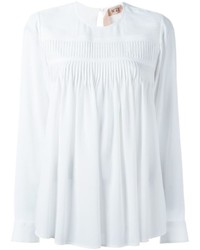 Белая шелковая блузка со складками от No.21