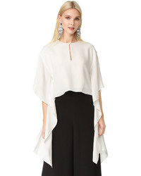Белая шелковая блузка от Monique Lhuillier