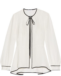 Белая шелковая блузка от Oscar de la Renta