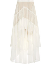 Белая шелковая длинная юбка