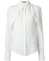 Женская белая шелковая классическая рубашка от Alexander McQueen