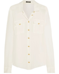 Женская белая шелковая классическая рубашка от Balmain