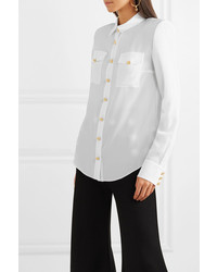 Женская белая шелковая классическая рубашка от Balmain