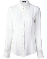 Женская белая шелковая классическая рубашка от Dolce & Gabbana