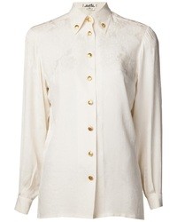 Женская белая шелковая классическая рубашка от Hermes