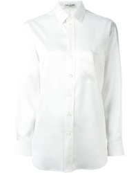Женская белая шелковая классическая рубашка от Saint Laurent