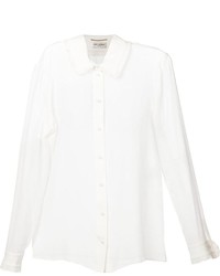 Женская белая шелковая классическая рубашка от Saint Laurent