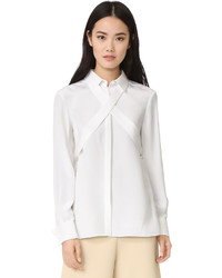 Женская белая шелковая классическая рубашка от Tibi