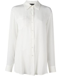 Женская белая шелковая классическая рубашка