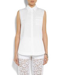 Женская белая шелковая рубашка без рукавов от Givenchy