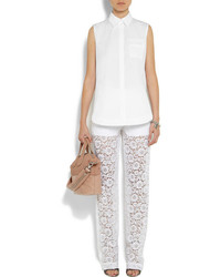 Женская белая шелковая рубашка без рукавов от Givenchy