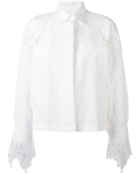 Женская белая шелковая рубашка с вышивкой от Ermanno Scervino