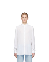 Белая шелковая рубашка с длинным рукавом