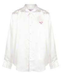 Мужская белая шелковая рубашка с длинным рукавом с вышивкой от Martine Rose