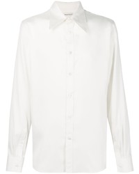 Мужская белая шелковая рубашка с длинным рукавом от Alexander McQueen